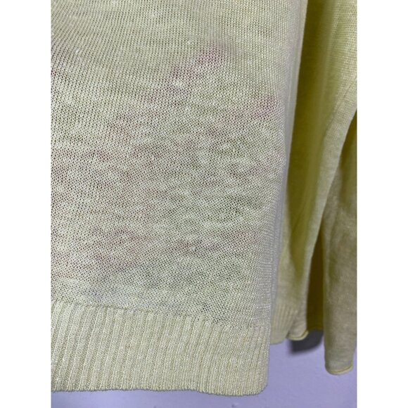 Eileen Fisher Yellow Organic Linen Lightweight Sweater Size Medium Long Sleeve - Picture 13 of 15